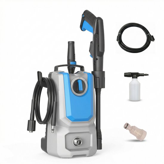 Lugia Jet+ Hochdruckreiniger 1300 W – 90 bar – Kompakt & leistungsstark – Inklusive Spritzpistole und Seifenflasche – Für Auto, Terrasse und Garten