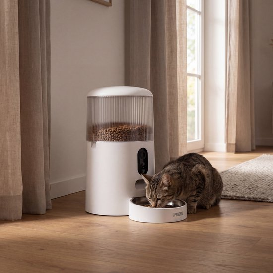 Princess Automatischer Futterspender – Smart 4 Liter – Katze & Hund – App-Steuerung – Trockenfutter – Edelstahlschüssel – BPA-frei – Pufferbatterie – Futterautomat – Futterspender – 610040