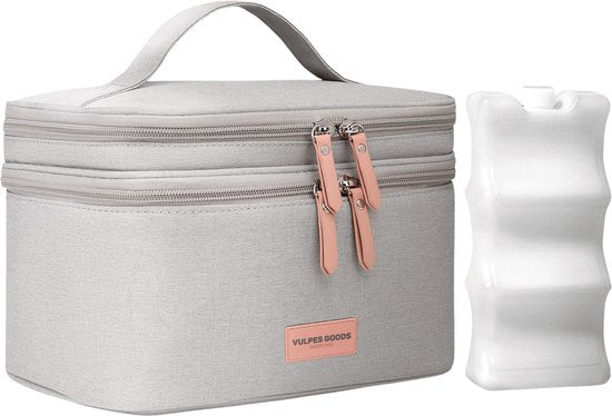 Vulpes Goods BabyCare Pumpentasche – Kühltasche für Milchpumpe & Muttermilch – Inkl. Kühlakku – Grau