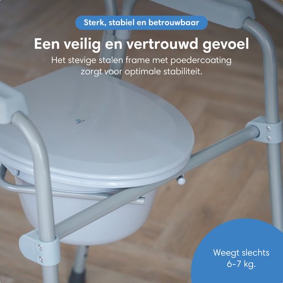 Safe Age® Toilettenstuhl 3-in-1 - faltbar & höhenverstellbar - Toilettenerhöhung & Poststuhl mit Eimer - bis 160 kg - für Senioren & Rekonvaleszenten - po Stuhl - Toilettenstuhl
