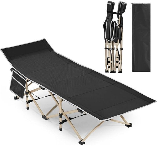 Yaheetech Feldbett 186 x 66 cm – Zusammenklappbares Campingbett – 150 kg – Tragetasche – Schwarz