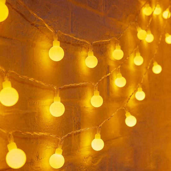 Foryouliving Lichterkette 10 Meter für den Außenbereich – 50 warmweiße LED-Lampen – verkettbare Lichterkette mit 8 Funktionen – Gartenbeleuchtung & Stimmungsbeleuchtung – Partybeleuchtung