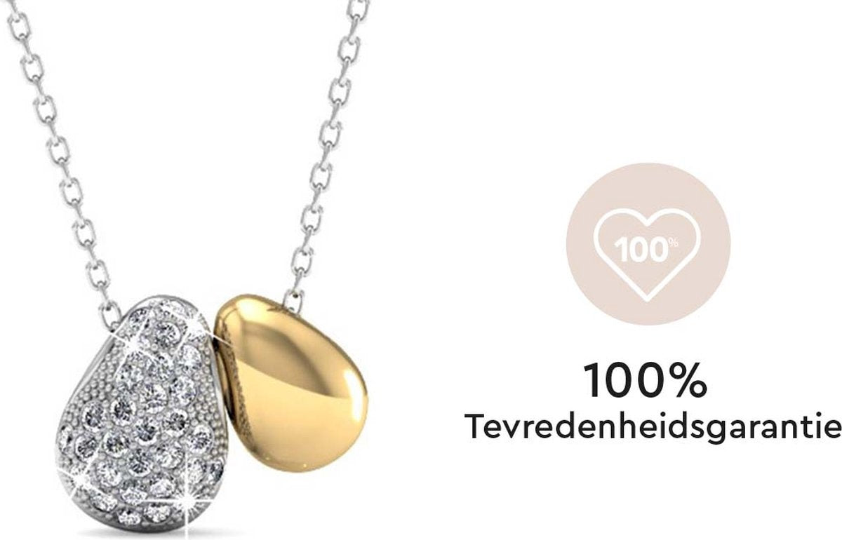 Yolora Damenhalskette mit Anhänger - Kalpa Camaka Kristalle - Silber und Gold - 18K Weißgold und Gelbgold plattiert - Damenhalskette Silber/Gold - Geschenkbox