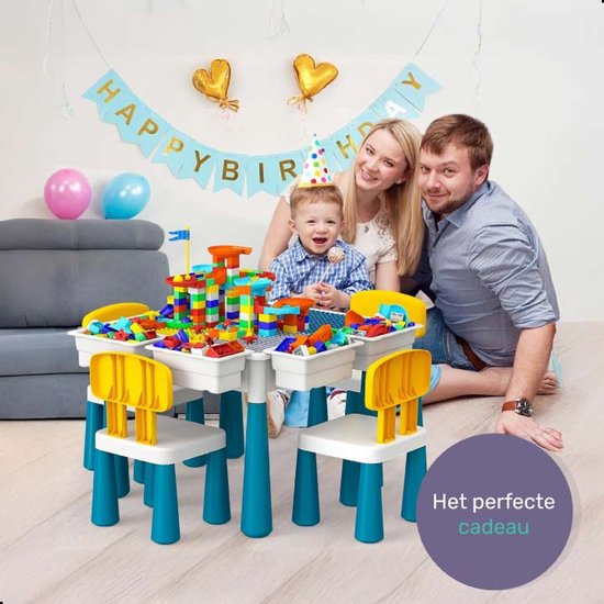 Qwali Kinderspieltisch mit Stühlen - Geeignet für Duplo, Wasser und Sand - Aktivitäten - Set - Zeichentisch - Für Jungen und Mädchen - Für Kleinkinder - Spieltisch - Schreibtisch - Kinder - Tisch - Möbel