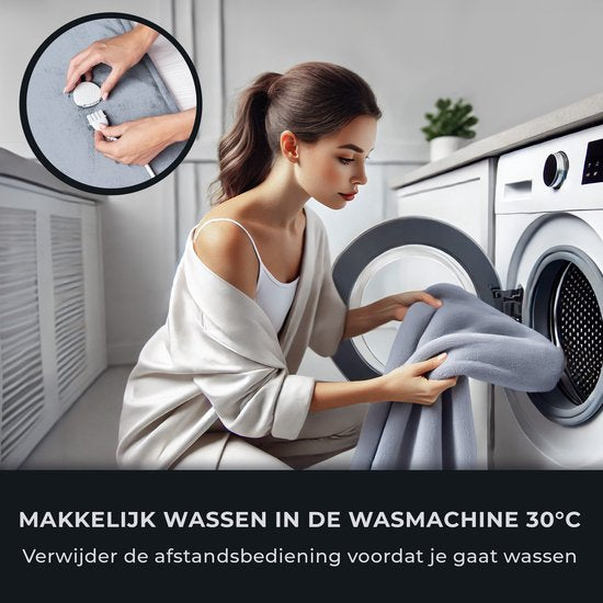 STAUS&BACH POWERNAP - 2 Personen XXL Heizdecke (160W) - Wärmedecke mit 1 bis 9 Stunden Timer und 9 Wärmestufen - 180x160 cm Kuscheldecke - Waschmaschinenfeste Oberdecke - Anthrazit