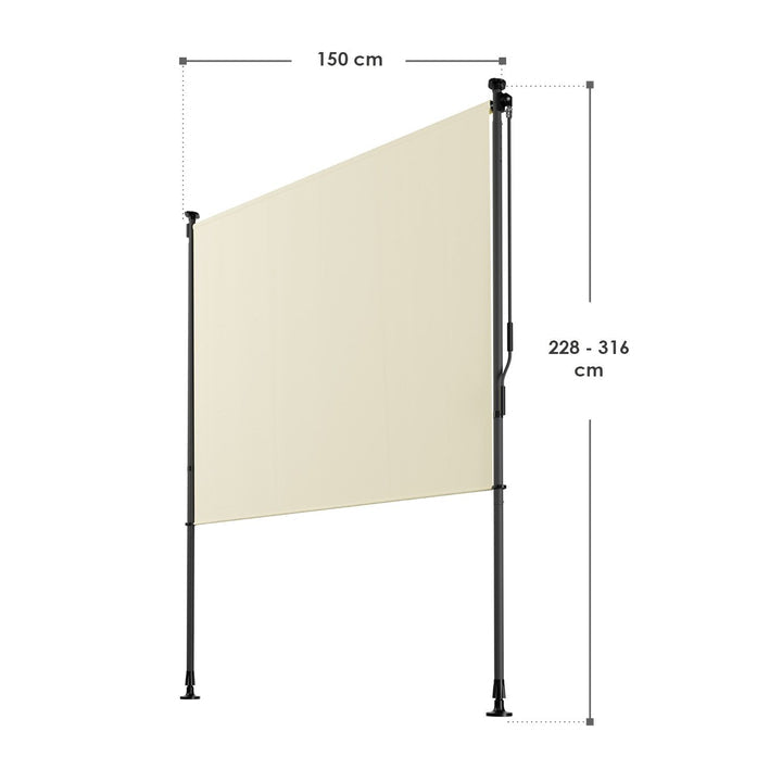Juskys Barbados Vertical Sunshade 150 x 310 cm Beige - Stilvoller Sonnen- und Sichtschutz für Balkon und Terrasse