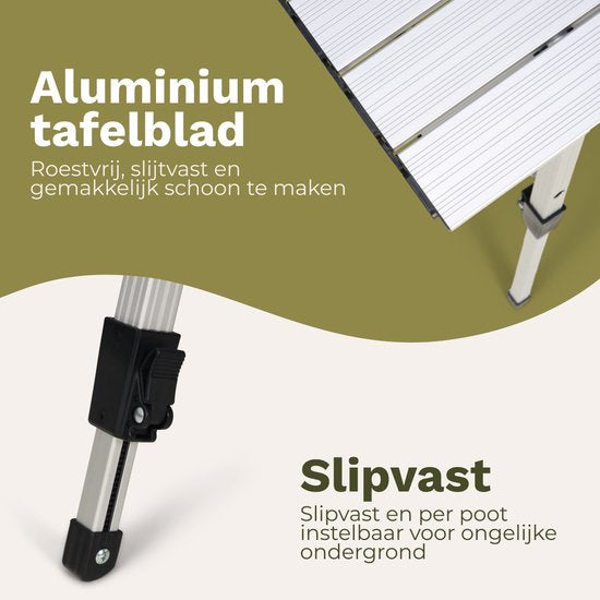 TRVLMORE Campingtisch Verstellbar - 90x52x71cm - Klapptisch mit Aluminiumrahmen - Leichtgewicht - Campingtisch - Klapptisch - Silber