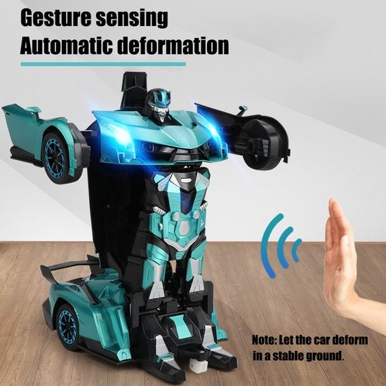 MEWAU 1:12 RC Transforming Car/Roboter - 2 in 1Ferngesteuertes Auto - Gestenerkennung - Spielzeugauto - Grau