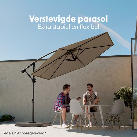 LifeGoods Schwimmender Sonnenschirm - Rund Ø300 cm - UPF 50+ und Wasserdicht - Taupe