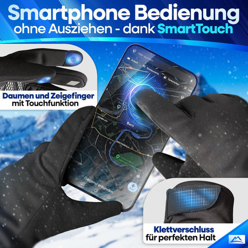Nextcover Winter-Fahrradhandschuhe ThermoShield 2.0 – Wasserdicht und winddicht – Touchscreen-fähig – Schwarz – Größe M