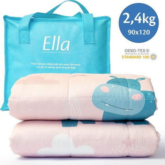 EL-Life Wiegedecke Kind 2.4kg - 90 x 120cm - OEKO-TEX Baumwolle - Nilpferd