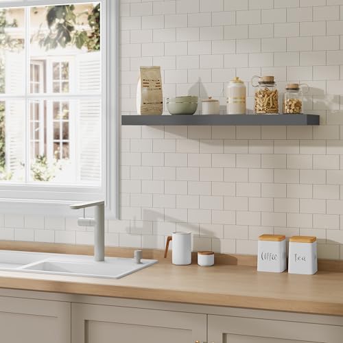 WOLTU RG9370dgr - Schwebendes Wandregal - MDF Dunkelgrau - 90 x 22,9 x 3,8 cm