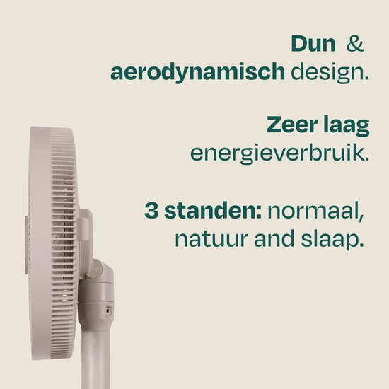 VONROC BREEZE Kabelloser Ventilator – Flüsterleise (<44 dB) – 24 Geschwindigkeitsstufen – leicht und tragbar – 3 Windmodi: Natürlich, Schlaf, Normal – Modular: Tisch- und Standventilator – Luxuriöses Touch-Display – Inkl. Fernbedienung – Beige
