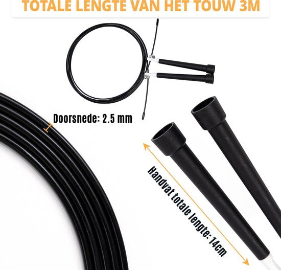 FitBoostR Verstellbares Springseil für Erwachsene – Professionelles Speedrope für Fitness, Boxen und Crossfit – 3 Meter