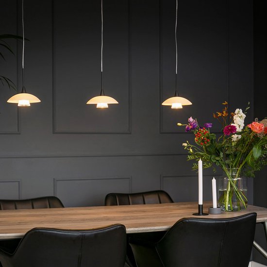 Hängeleuchte „Tallerken“ 2654ZW Schwarz – Modern, höhenverstellbar, Material: Glas und Metall, für den Innenbereich, Steinhauer