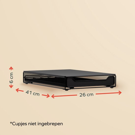 KitchenBrothers Kaffeekapselhalter – Kapselhalter – Passend für Nespresso – 60 Kapseln – Kapselhalter – Mit Schublade – Schwarz