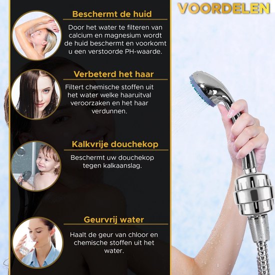 Toivo Duschfilter - 17 Stufen - Silber - Wasserfilter für Duschkopf - Duschfilter - Wasserhahnfilter