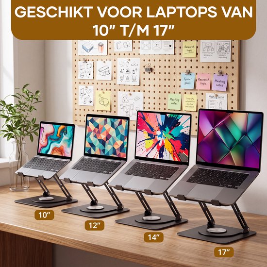 Villux Laptop-Ständer, ergonomisch – Verstellbarer Laptop-Ständer – Laptop-Halterung – Laptop-Ständer – Laptop-Erhöhung – Zusammenklappbarer Laptop-Ständer – Inklusive E-Book – Inklusive Mauspad