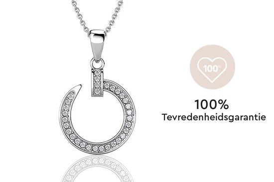 Yolora Damen-Halskette mit rundem Anhänger - Kalpa Camaka Kristalle - Silber - 18K Weißgold vergoldet - Damen-Halskette Silber - Schmuck - Halskette - Luxuriöse Geschenkbox - Geschenkbox - Geschenkbox - Schöne Geschenkverpackung