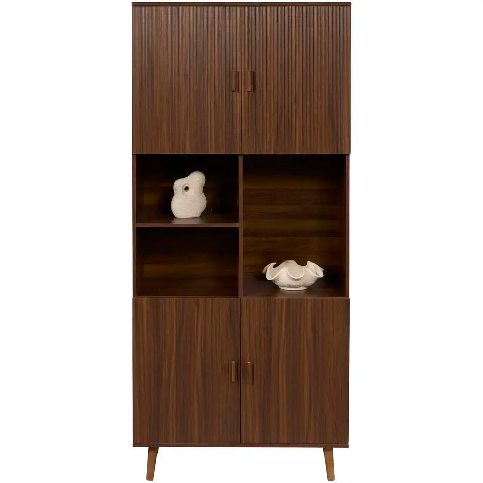 Imre Wandschrank Walnuss – 200 x 90 x 40 cm – Geschlossene und offene Stauräume