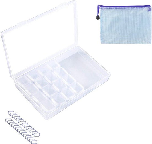 Happy Painter - Diamant-Malzubehör - Erwachsene - Aufbewahrungsbox - Sortierbox mit 28 Fächern - Komplettset - Perlenbox