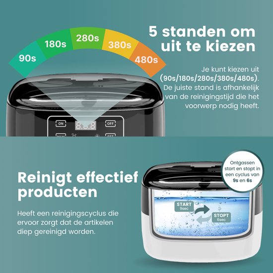 Samako Professioneller Ultraschallreiniger - Reinigungsgerät - Ultraschallbad - Brillen - Schmuck - Uhr - Make-up Pinsel - 750 ml