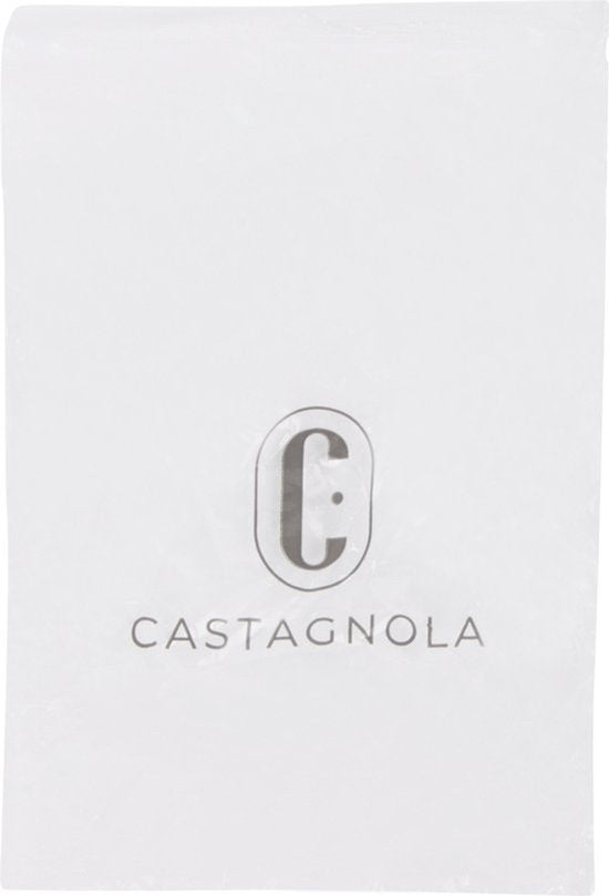 Castagnola Untersetzer aus Kunstleder – Untersetzer für Gläser – Design-Untersetzer mit Halter – Untersetzer-Set aus Kunstleder mit Metallhalter – Leder – 10er-Set – Braun meliert – 10 x 10 cm