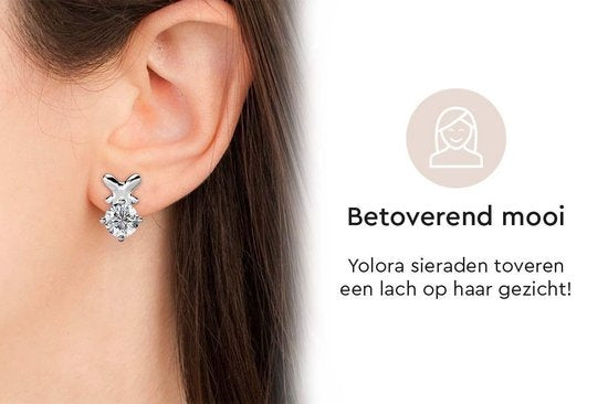 Yolora Damen Ohrringe mit Kalpa Camaka Kristallen - Farbe Silber - 18K Weißgold plattiert - Ohrstecker - Geschenk zum Muttertag