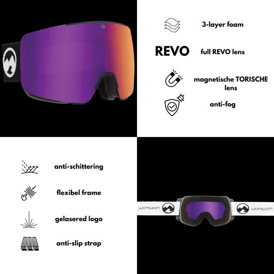 MowMow LOCAL Skibrille Männer L/XL + Extra Scheibe - Magnetisch - Bio-Frame - R-Strap - UV400
