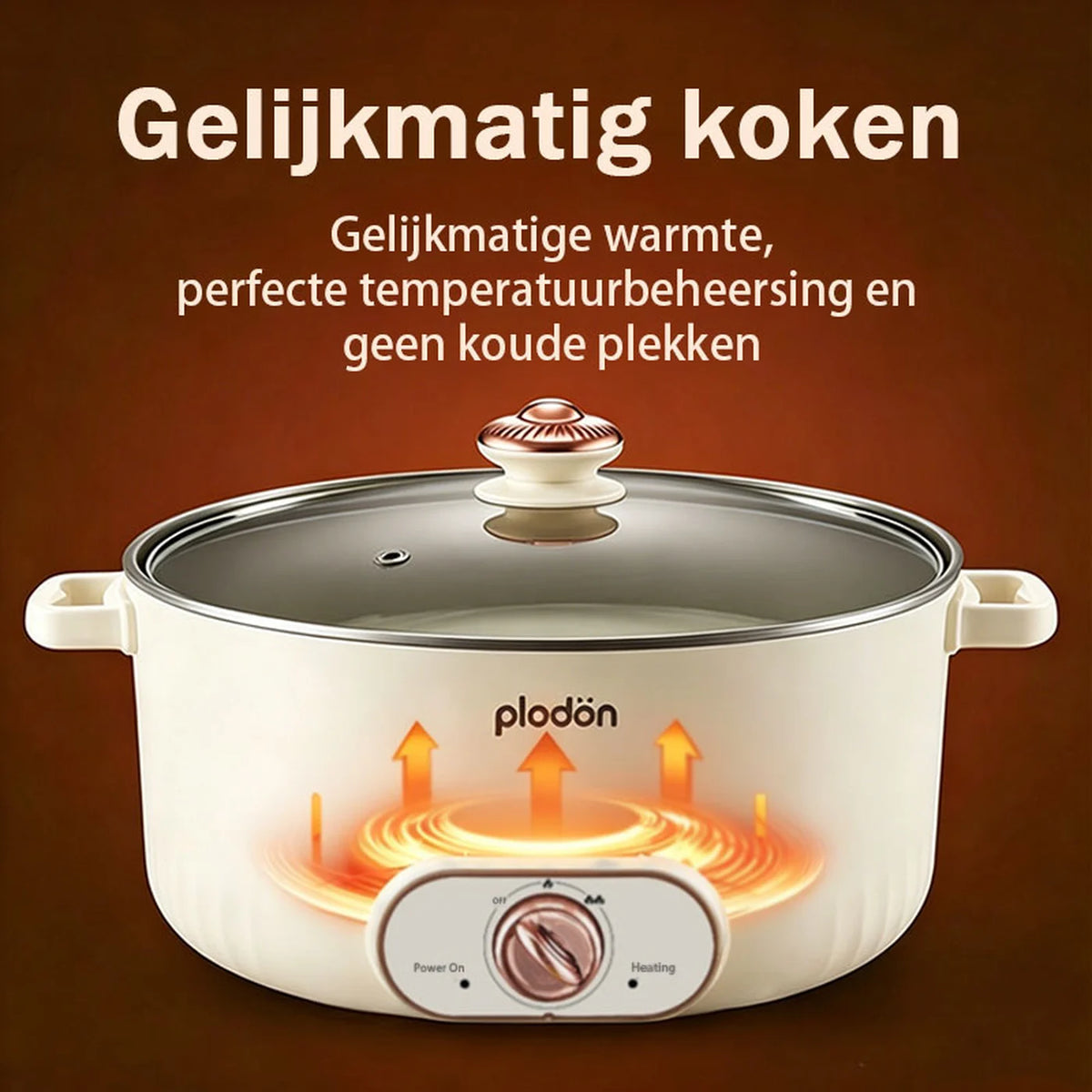 Plodon Elektrischer Hotpot 7 Liter – Multifunktionaler Kochtopf mit Antihaftbeschichtung – 1600 W – Ø 30,5 x 8,5 cm – RHG-70XVv