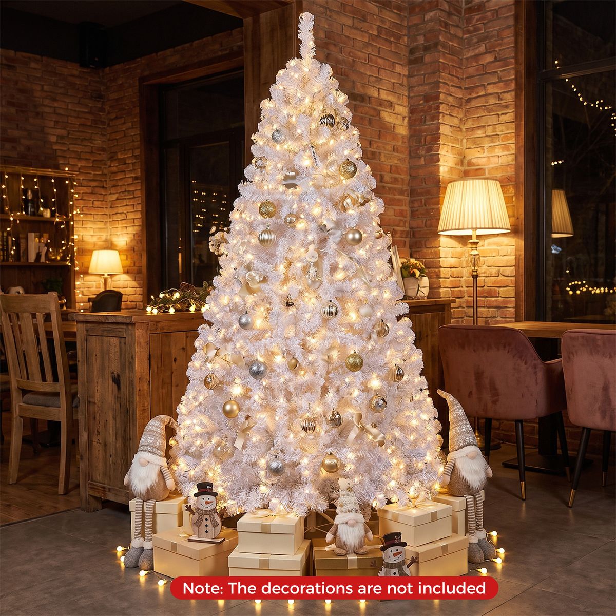 Coast Kunstweihnachtsbaum – 180 cm – 230 warmweiße LED-Lämpchen – 8 Beleuchtungsmodi – Schneeeffekt