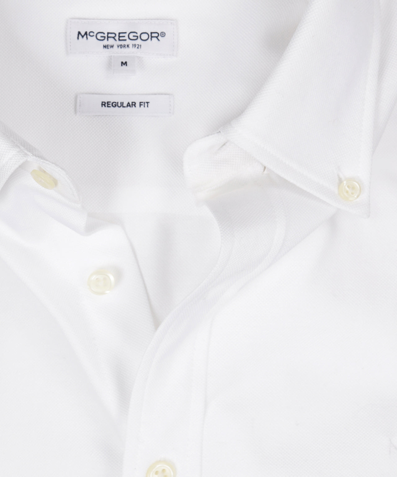 McGregor - Stretch Piqué Hemd - Regular Fit & Bequem - Weiß - Größe S