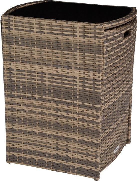 tectake - Bistro-Geflecht, platzsparend zusammenklappbar, Gartenmöbel-Set mit 2 Stühlen und Tisch, Gartenmöbel, Sitzgruppe für Garten, Wintergarten, Balkon, Terrasse - natur - Poly-Rattan