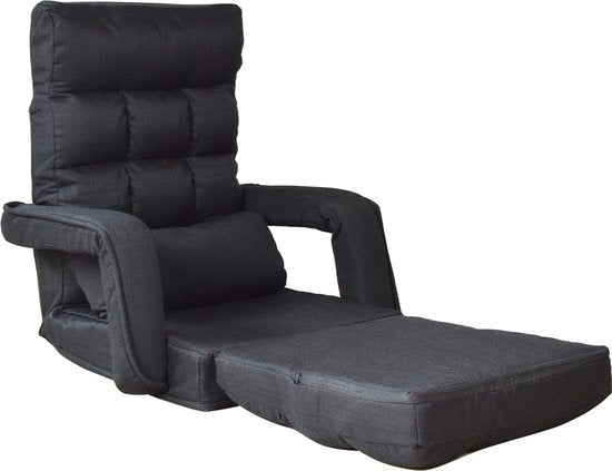 VDD Gaming Sessel - Ausklappbar zu einer Liege - 71x51x50cm - Schwarz