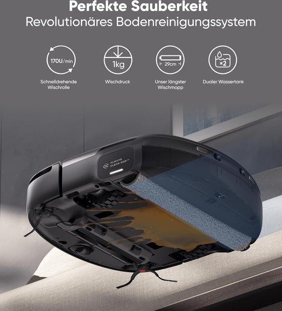 eufy S1 Pro Roboterstaubsauger mit All-in-One-Station und Wischfunktion – Selbstreinigend mit ALWAYS CLEAN MOP™ & Eco Clean Ozon™ – 8.000 Pa Saugkraft – Automatischer Wischlifter – Intelligente Hinderniserkennung