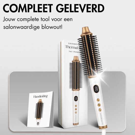 Sansbeauté® Blowout 3-in-1-Thermobürste 38 mm - Keramik-Wärmebürste - Multistyler - Airstyler - Lockenbürste - Haarbürste - Glättbürste - Wärmebürste - Volumen und Locken - Drehbares Kabel