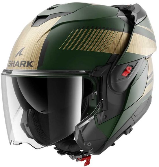 Shark Oxo Systemhelm Motorradhelm Sikter matt grün gold - Größe M