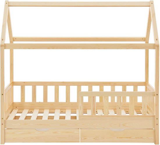 Kinderbett Marli - 80 x 160 cm - Holzfarbe - inkl. Bettkästen