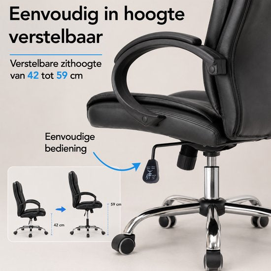 Infinity Goods Ergonomischer Bürostuhl – Office Chair – Verstellbar – 4D-Lendenstütze & Netzbezug – Bis zu 150 kg – NEN-EN1335 – Schwarz