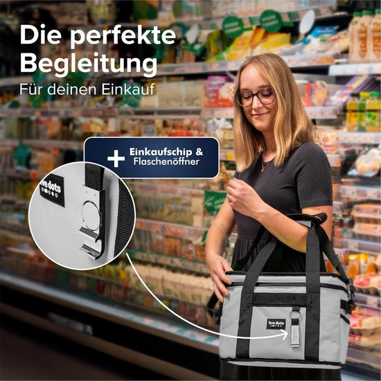 Five Dots Faltbare Kühltasche - 30L - 26 x 41 x 31 cm - Grau