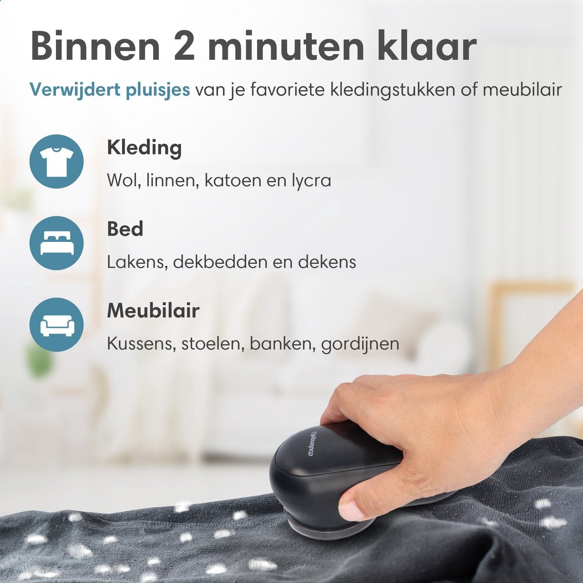 Lifeproducts Fusselentferner mit Fusselbürste - Elektrisch und wiederaufladbar - Entblätterer - Fusseldieb mit 3 Extraklingen und Aufbewahrungstasche