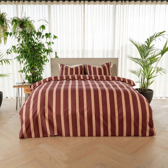 Kayori Dasshu Bettbezug Baumwolle Satin - 260x200-220 +2 Kopfkissenbezüge - Lits-jumeaux - Burgund