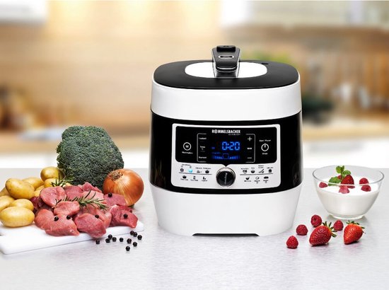 Rommelsbacher Multifunktions-Schnellkochtopf „Mein Hans“ MD 1000 – 14 Programme – Schnellkochen, Reis kochen, Anbraten, Dämpfen, Slow Cooking, Sous-vide, Backen und Braten, Frittieren – 6 Liter