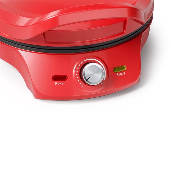 Princess Pizza Maker 115007 – Pizzaofen – Einstellbarer Thermostat bis 220 °C – Rot – Ø 30 cm – auch als Tischgrill verwendbar – für frische und Tiefkühlpizzen