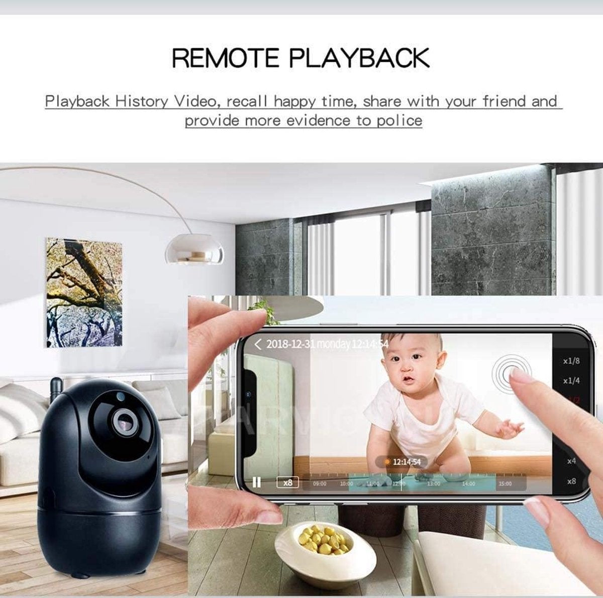 Fuegobird - Sicherheitskamera - 1080P - 2.4G/5G WIFI - Bewegungs- und Tonerkennung - Weiß