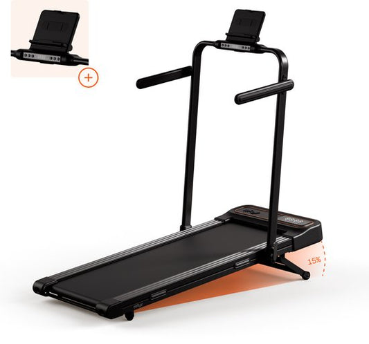 Moov Run Plus Klappbares Laufband – Walking Pad – Steigungsfunktion 15 % – Zusammenklappbares Laufband – Laufband 1–14 km/h – inkl. Zubehör