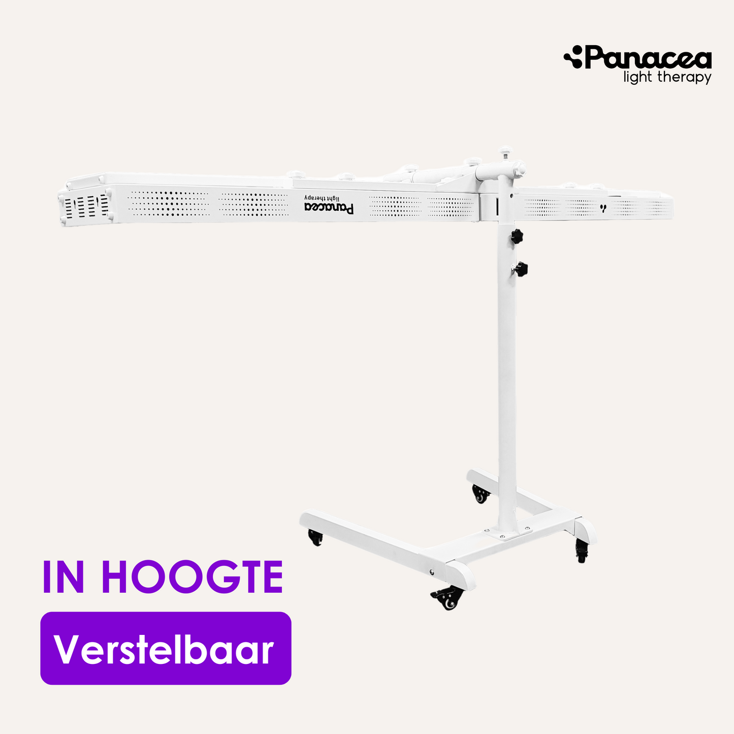 Panacea Light Therapy Mobile Panel Stand - Verstellbare Höhe bis zu 160 cm - Max. 20 kg - Metall - Weiß