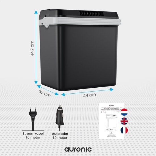 Auronic Electric Kühlbox - Kühlbox - 25L - 12V und 240V - Schwarz