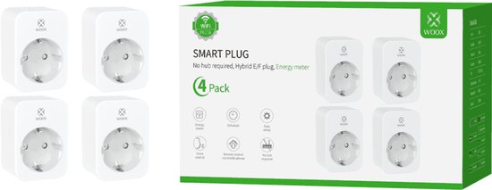 R6118 4er-Pack – Intelligenter Stecker mit Zeitschaltuhr und Energiezähler – Kompatibel mit Alexa und Google Assistant