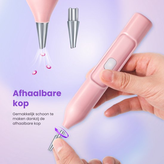 Rubye® - Elektrischer Diamantmalstift - Mit Vakuumtechnik - Wiederaufladbar über USB-C - Komfortabel in der Anwendung - Für runde und eckige Steine - Pink